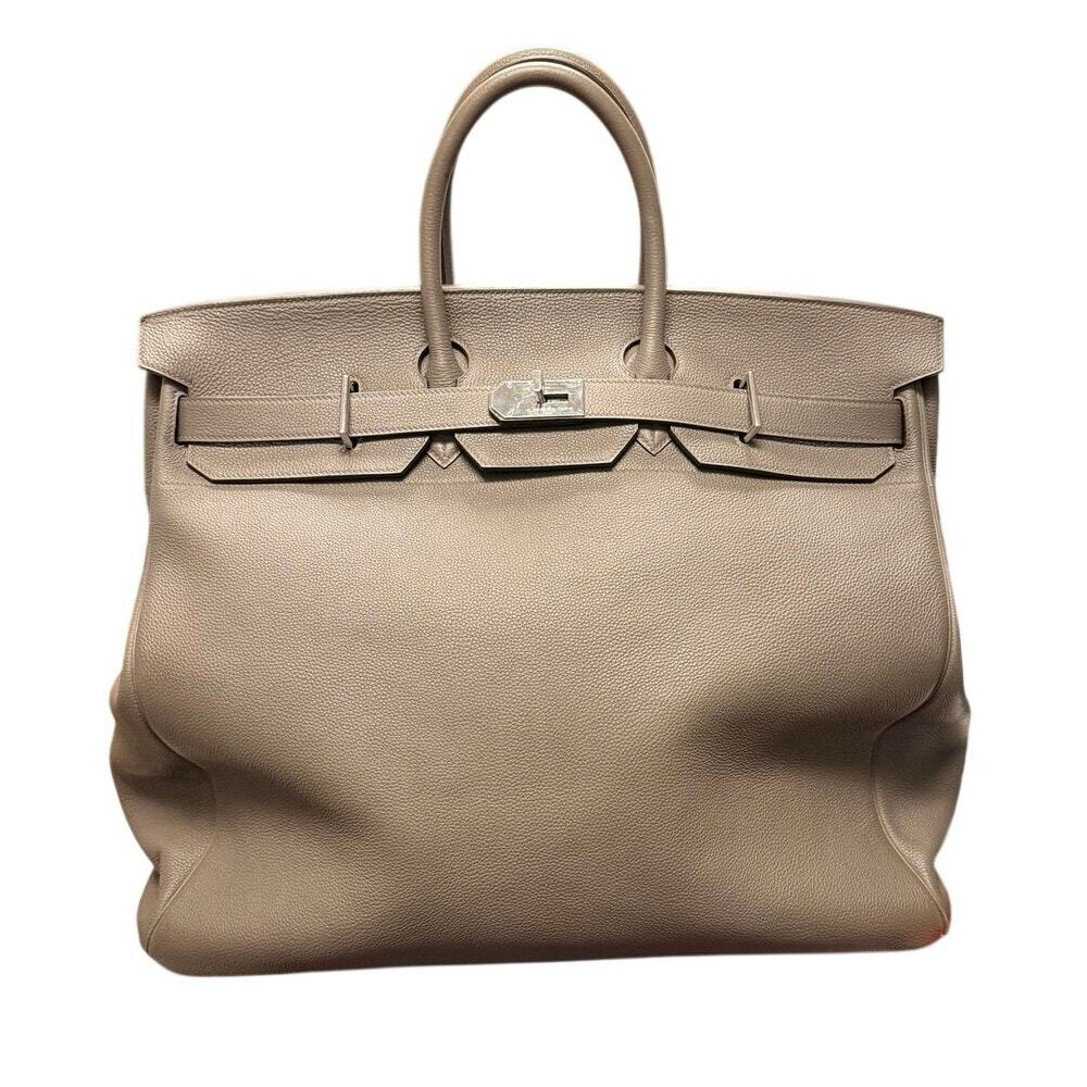 Rare! Hermes HAC 50 in Gris Meyer Togo leather with palladium hardware